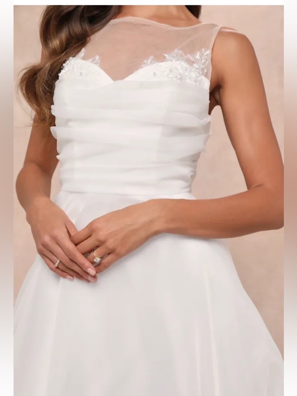 NWT Lulus Yours for Eternity White Organza Embroidered Pleated Maxi Dress - Picture 4 of 13